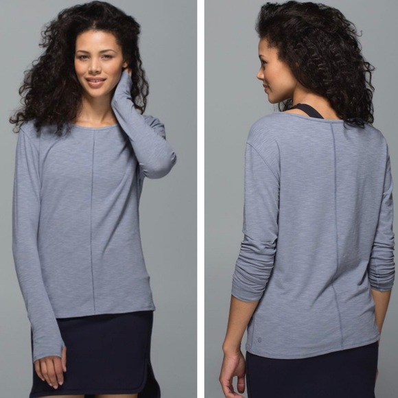 lululemon athletica Tops - Lululemon Superb Long Sleeve Tee Blue Denim